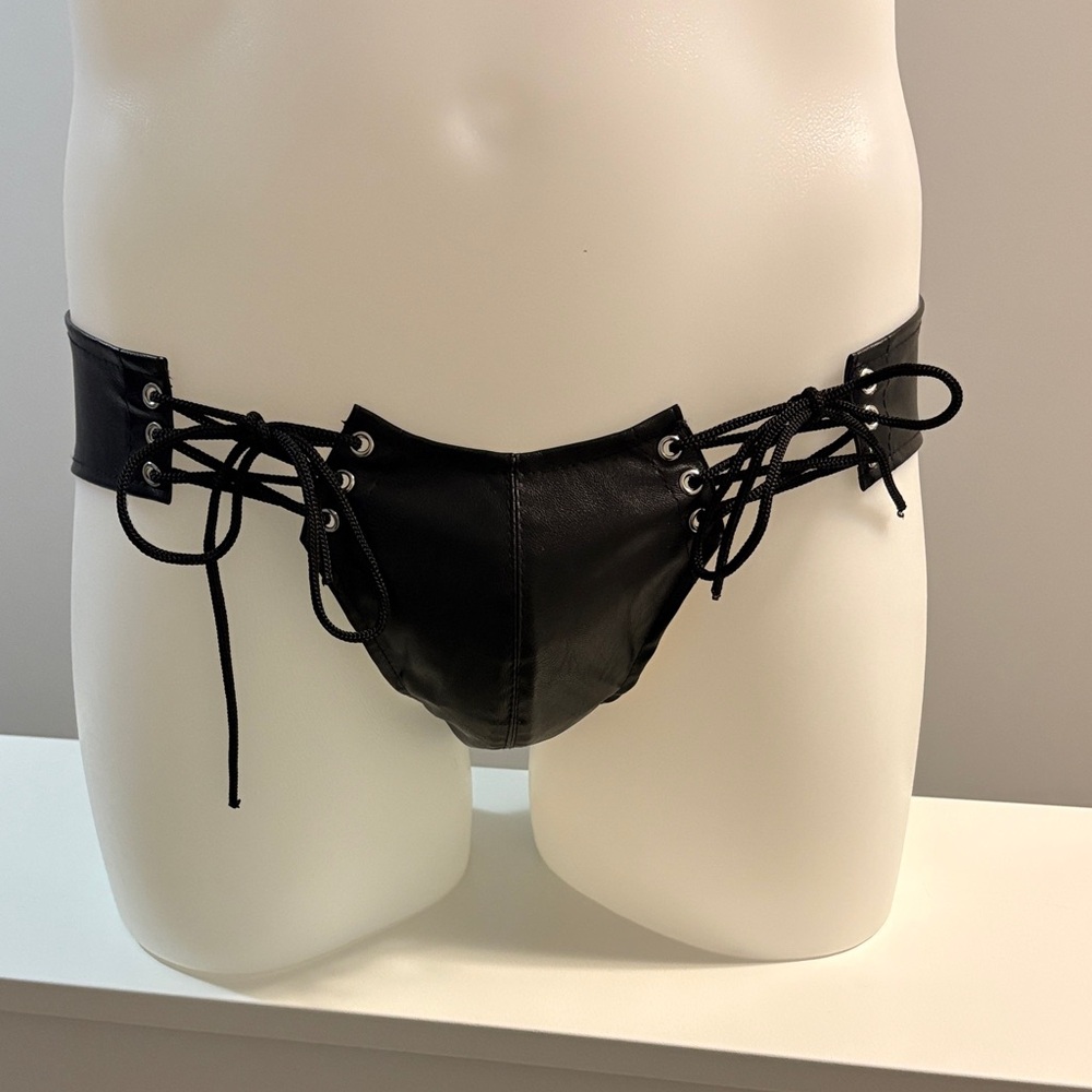 Men's Black Lace-Up Briefs